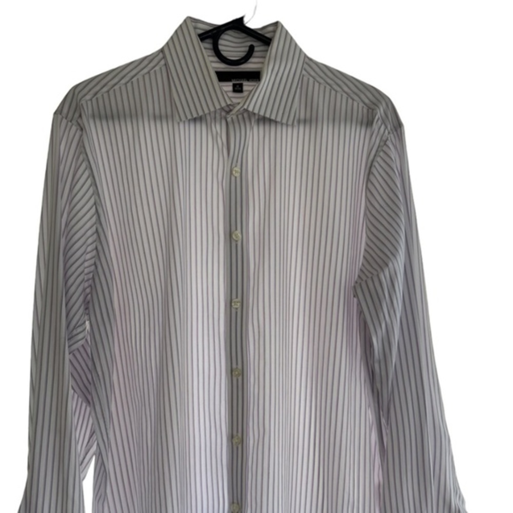 Michael Kors Slim Fit Purple Pin Stripes Button‎ Down Shirt